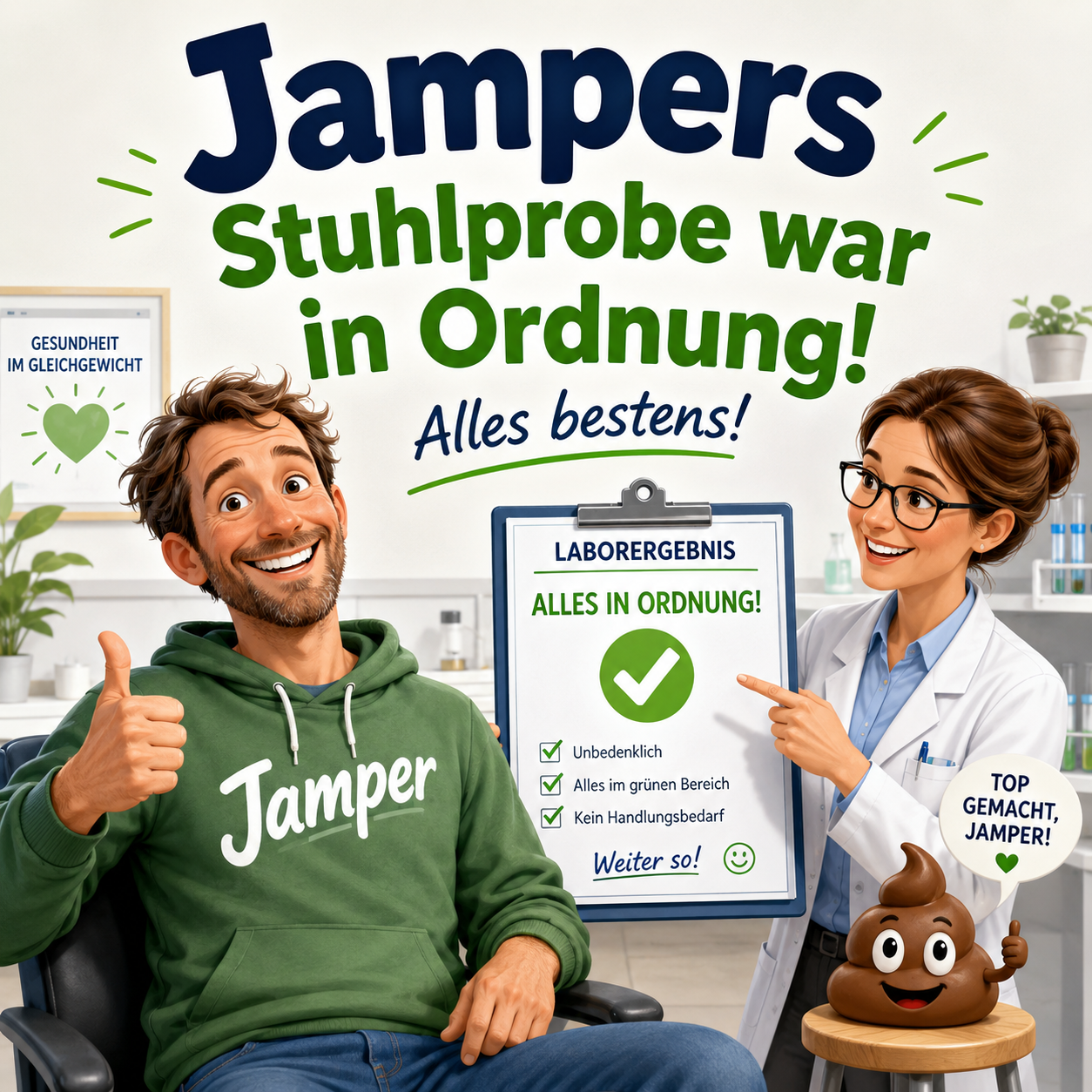 Jampers Stuhlprobe ist in Ordnung